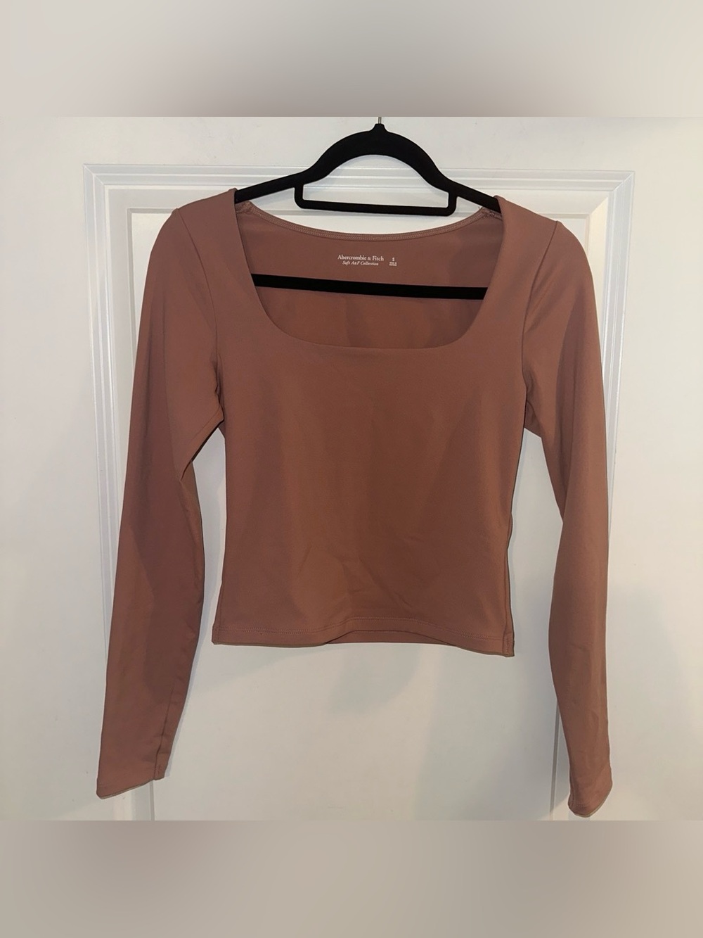 Abercrombie & Fitch Long Sleeve Square Neck Top - Mauve